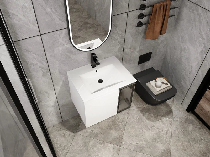 24" Wall-Mounted Bathroom Vanity With Ceramic Sink by HouseOfZazla