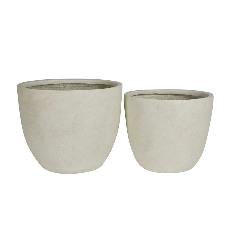 Round Concrete Planter Set of 2, Large Outdoor Indoor Handmade Rustic Decorative Planter Pots with Drainage Holes by HouseOfZazla