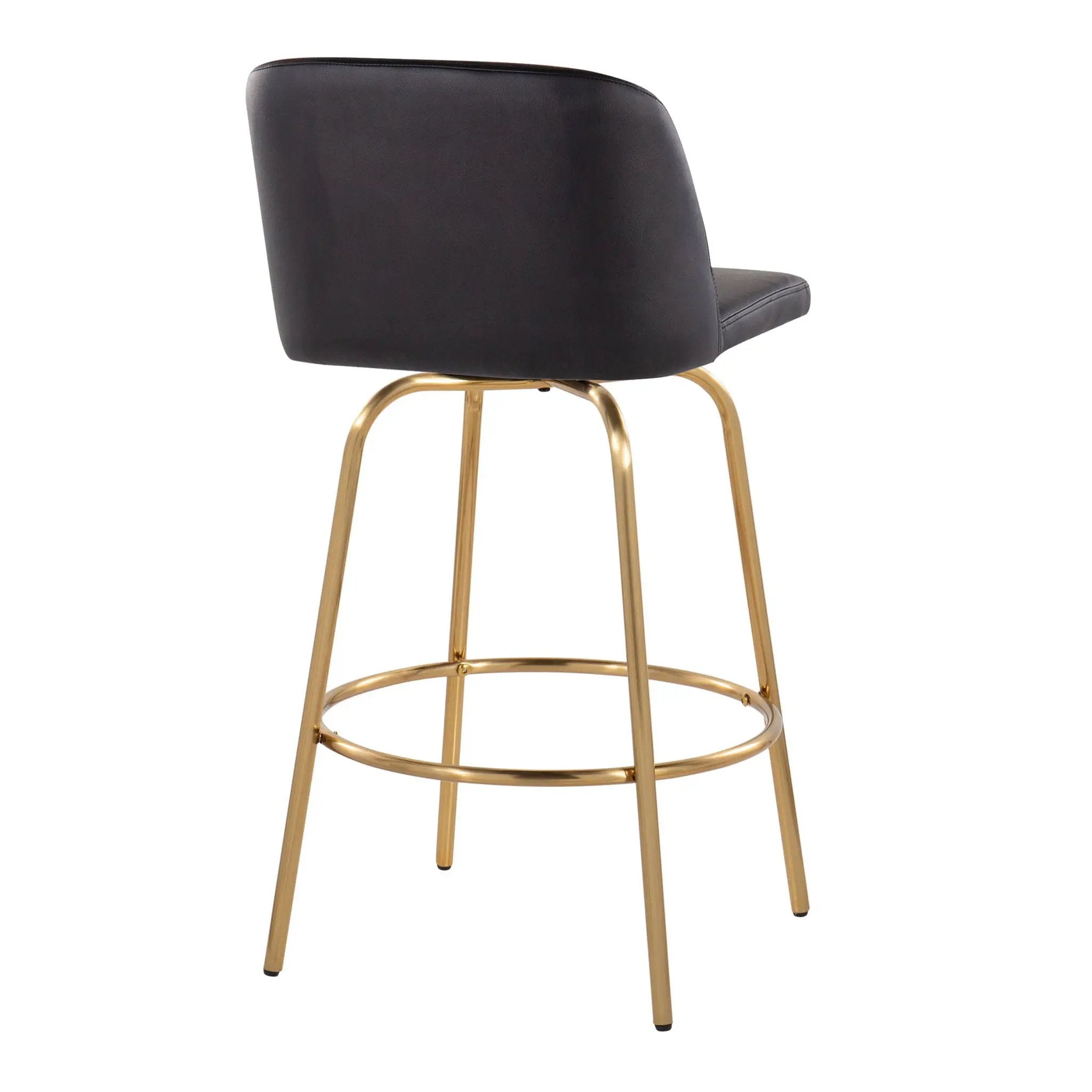 Toriano - Contemporary, Fixed Height Counter Stool With Swivel With Round Footrest (Set of 2) by HouseOfZazla