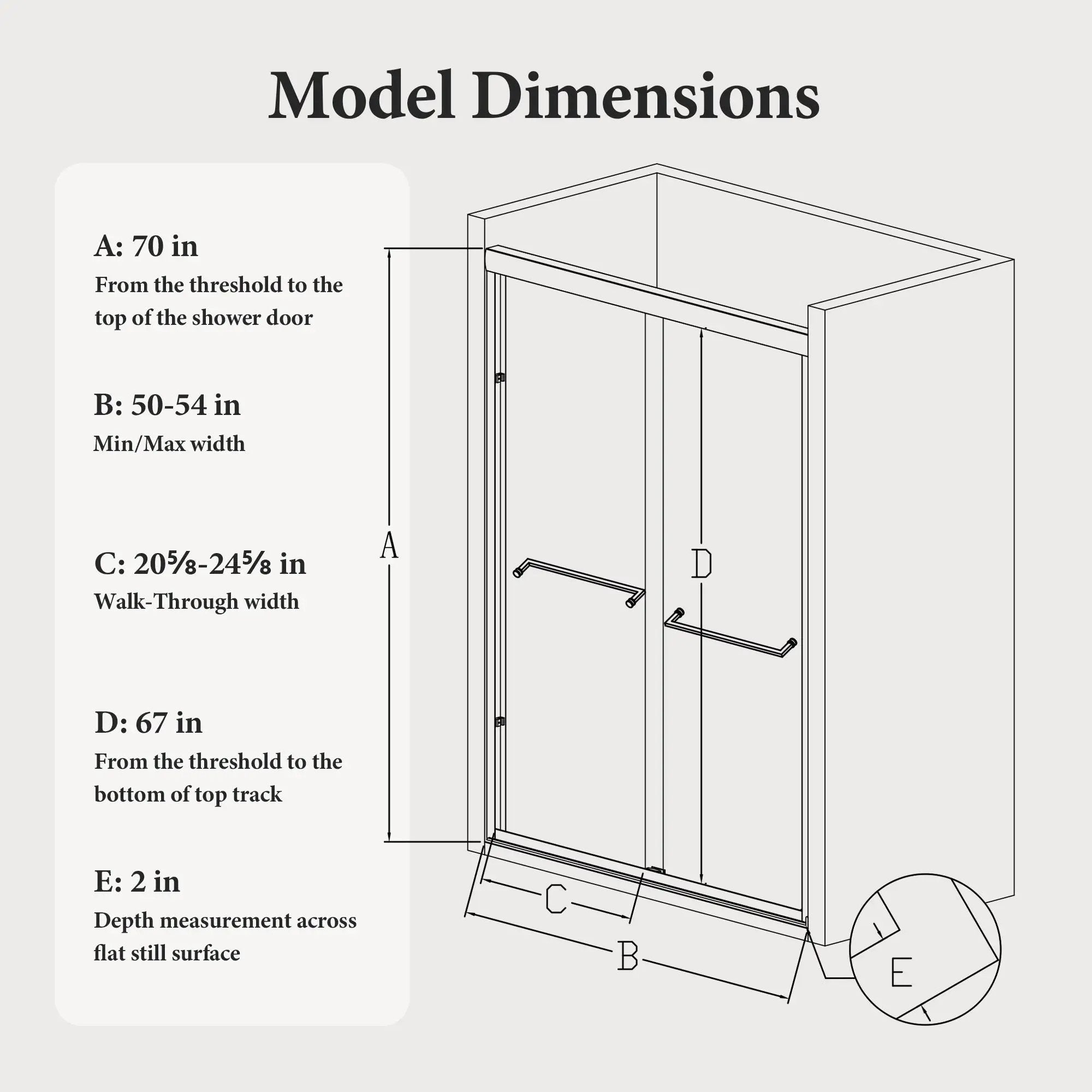 50-54W x 70H Semi-Frameless Double Sliding Shower Door by HouseOfZazla