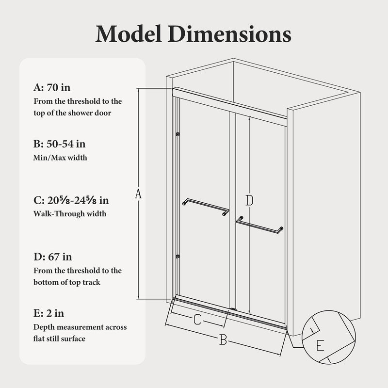 50-54W x 70H Semi-Frameless Double Sliding Shower Door by HouseOfZazla
