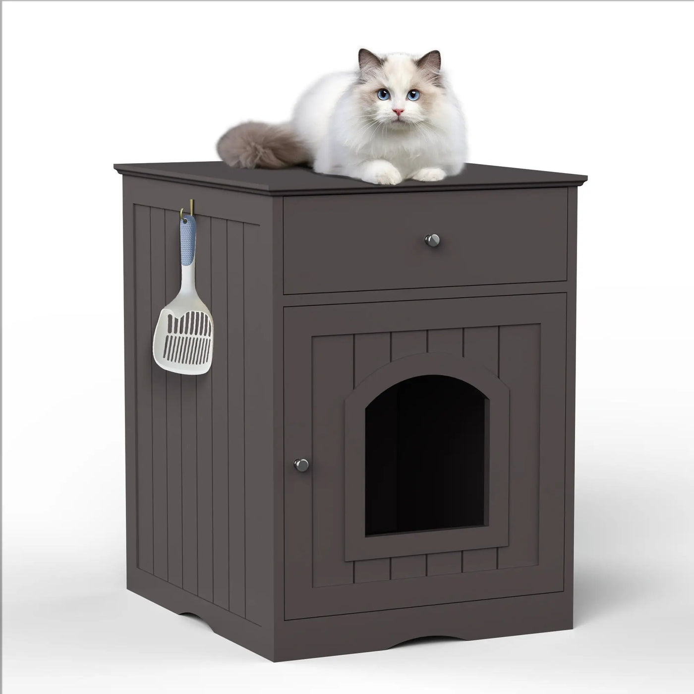 Pet House Cat Litter Box Enclosure With Drawer, Side Table by HouseOfZazla