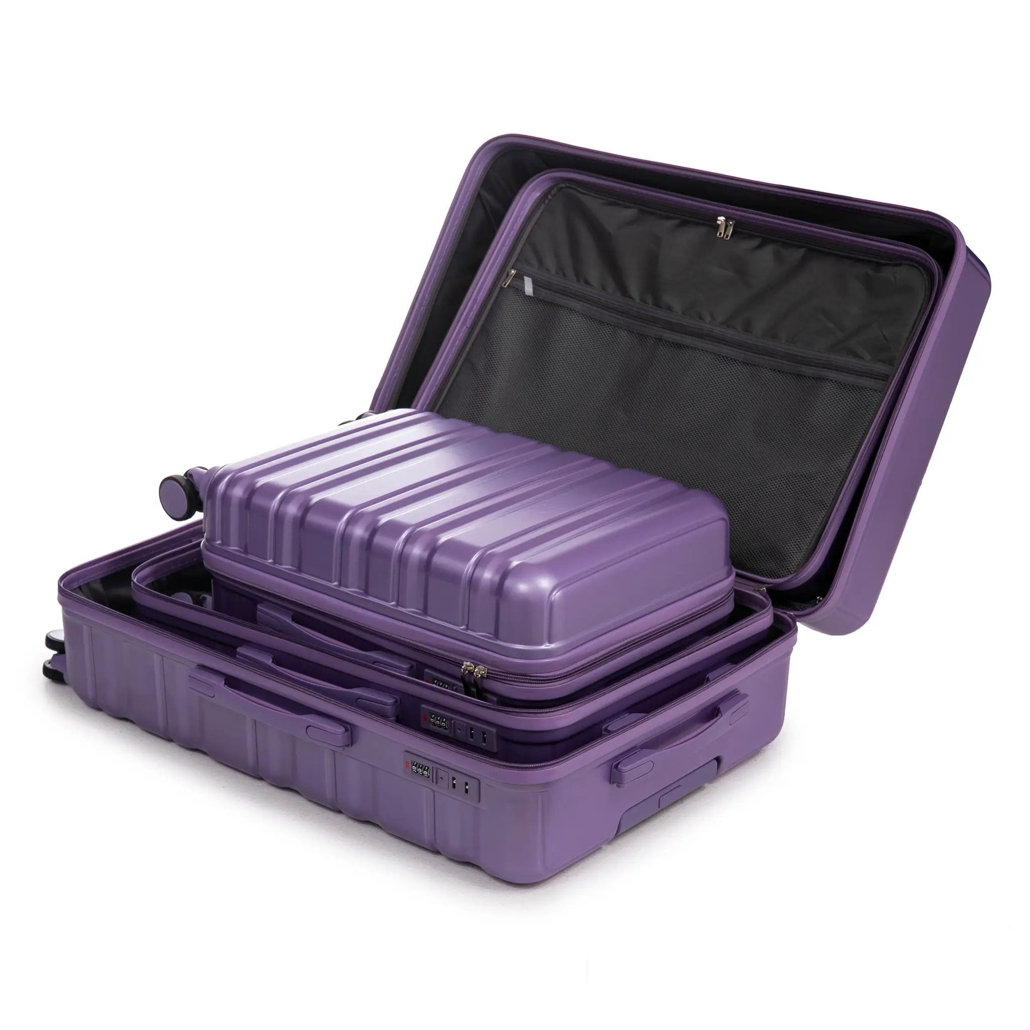 HIFINE Tourist 3-Piece ABS Spinner Wheel Luggage Set (Purple) by HouseOfZazla