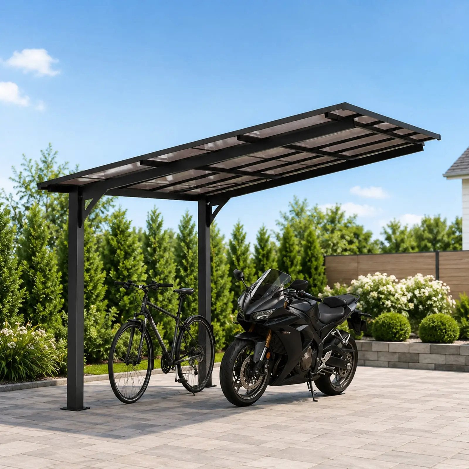 10x10FT PC Roof Carport with Galvanized Steel Frame and Sloped Roof by HouseOfZazla