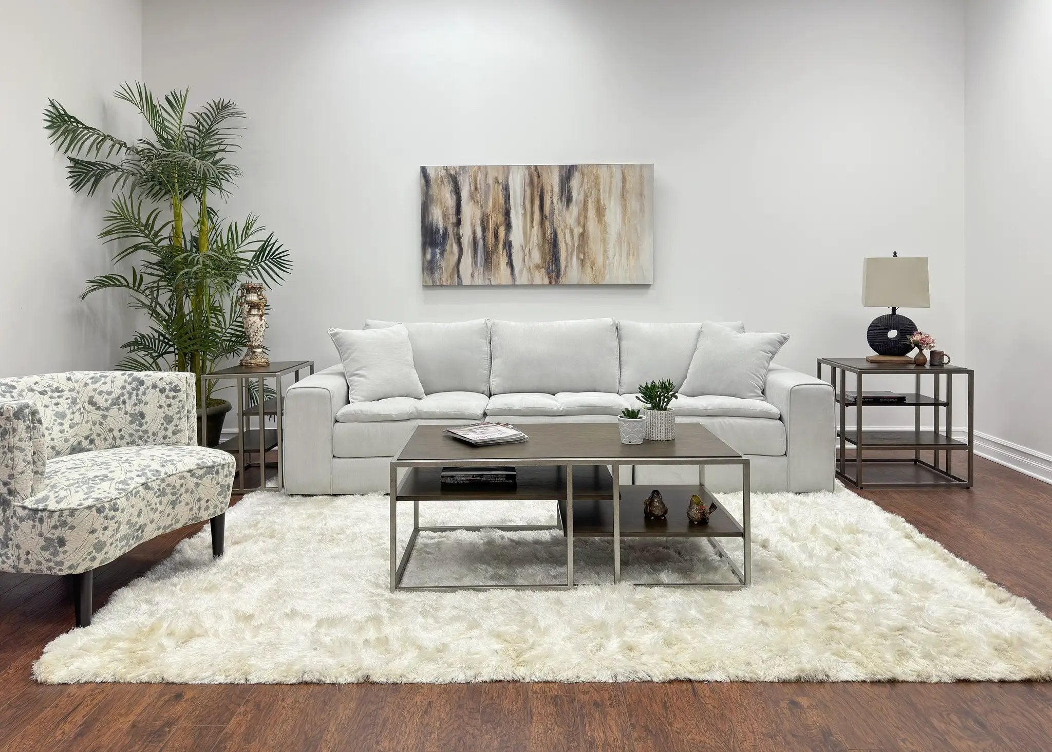 Padena 3-Piece Metal Frame Wood Living Room Coffee Table and 2 End Tables Set by HouseOfZazla