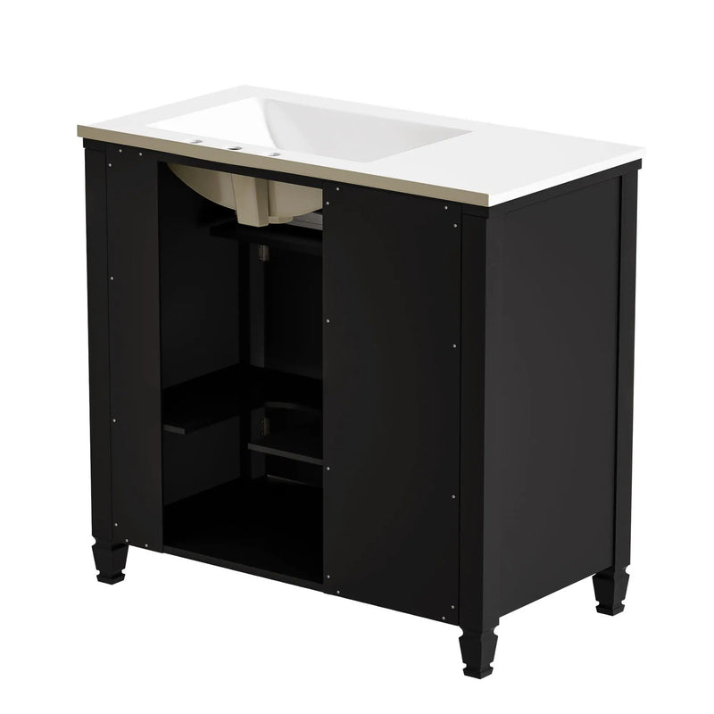 Modern Bathroom Vanity With Ceramic Sink, Freestanding