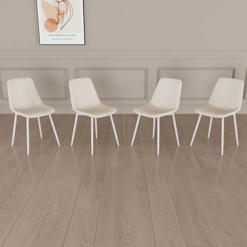 Modern Kitchen Dining Chairs (Set of 4) With Linen Padding And Sturdy Metal Legs - Beige by HouseOfZazla