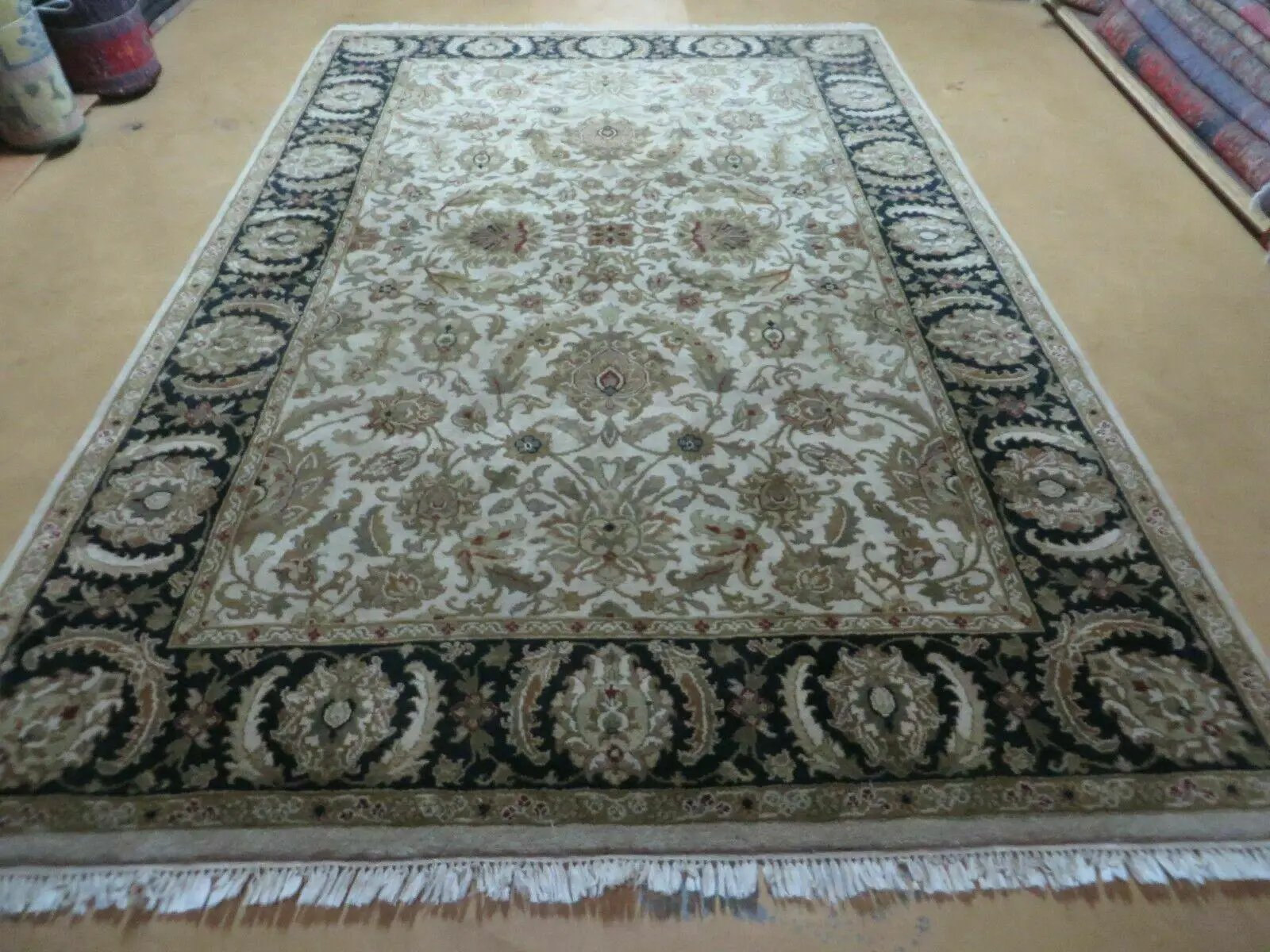 6' X 9' Vintage Handmade India Top Quality Jaipur Floral Oriental Tea Wash Nice by Jewel Rugs