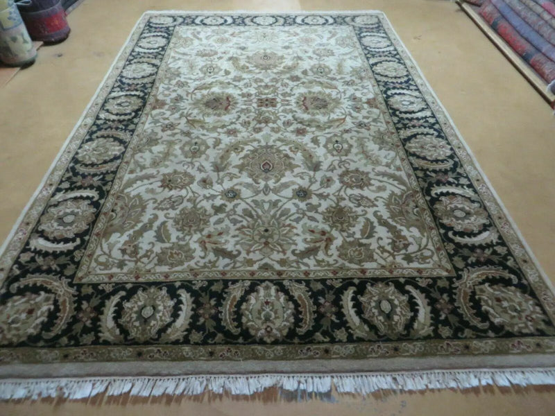 6' X 9' Vintage Handmade India Top Quality Jaipur Floral Oriental Tea Wash Nice by Jewel Rugs