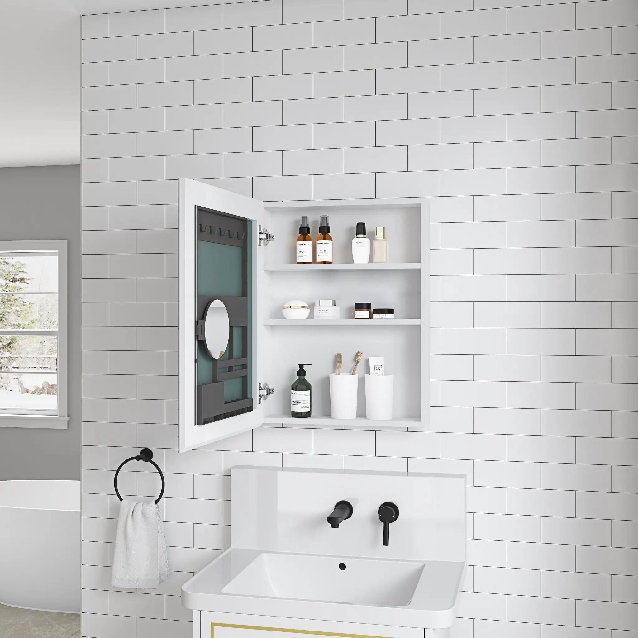 20'' W x 26'' H Surface Frameless Mirror Medicine Cabinet by HouseOfZazla