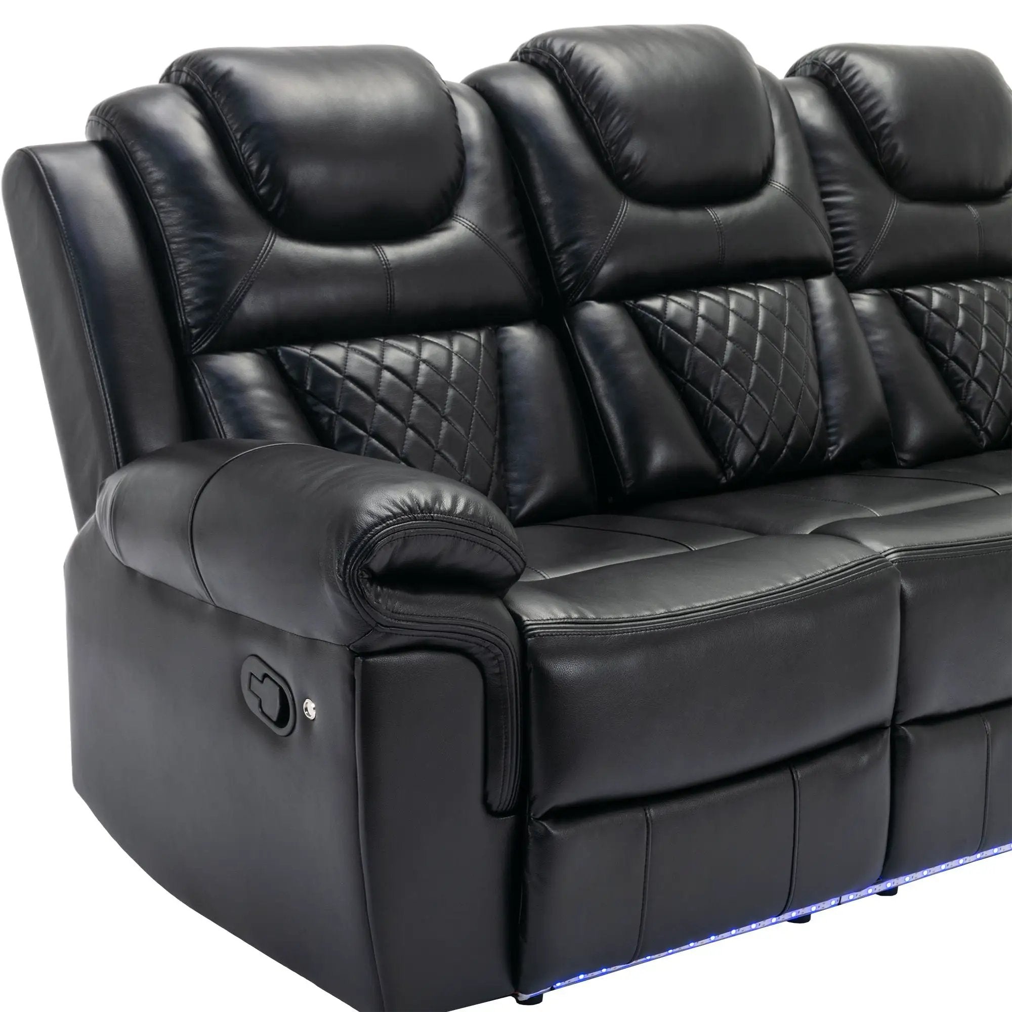 Home Theater Seating Manual Recliner Chair With Center Console And Led Light Strip For Living Room by HouseOfZazla