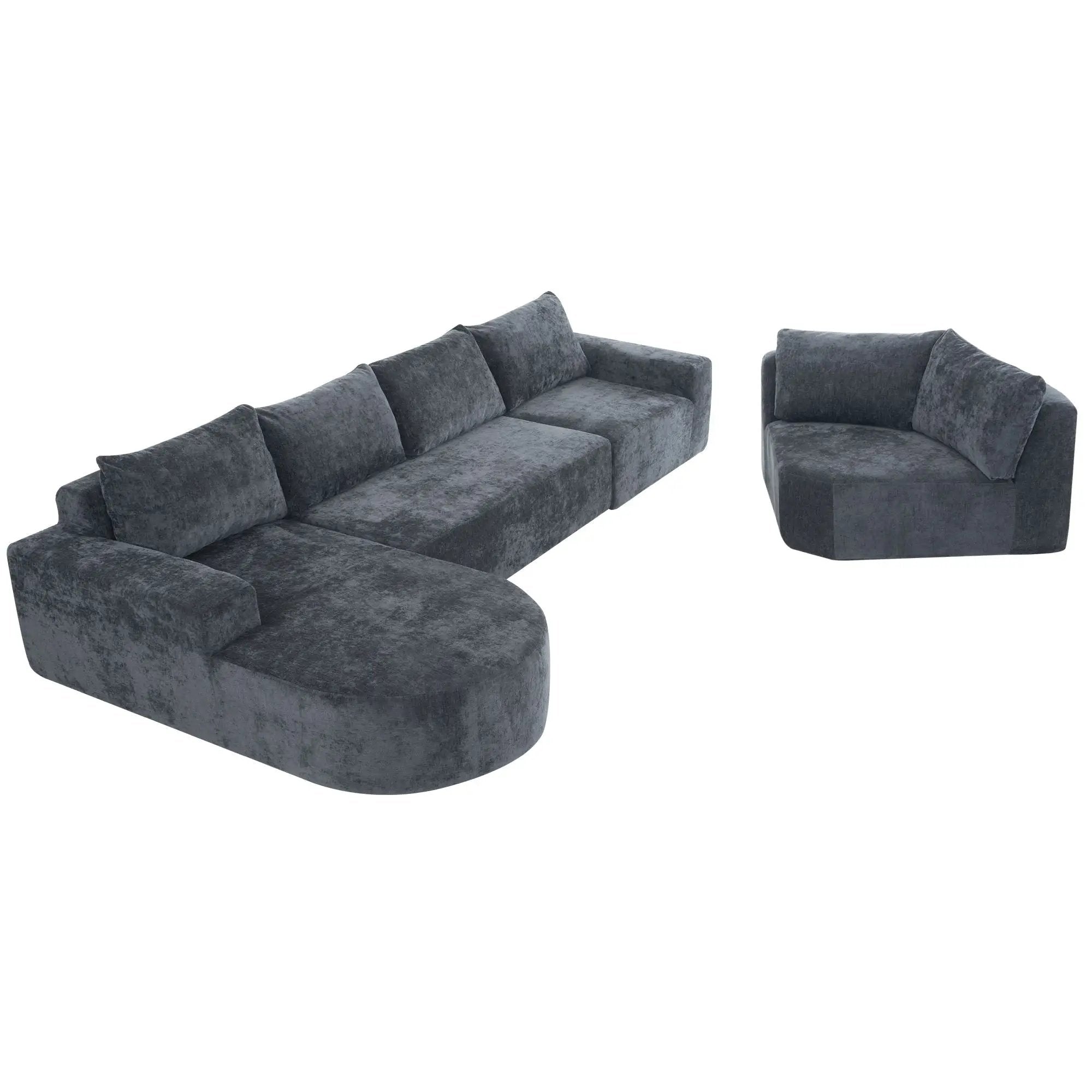 Modular Cloud Sectional Sofa Set, U-Shaped Upholstered Couch With Deep Seat by HouseOfZazla