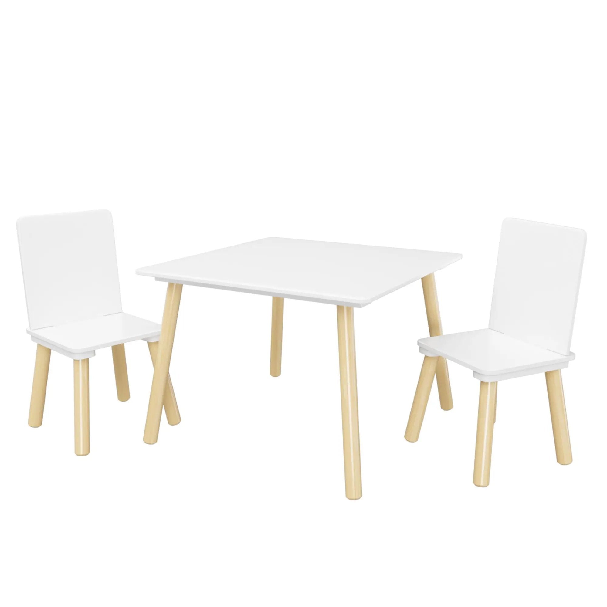 Kids Table And 2 Chairs Set, 3 Piece Toddler Activity Play - White by HouseOfZazla