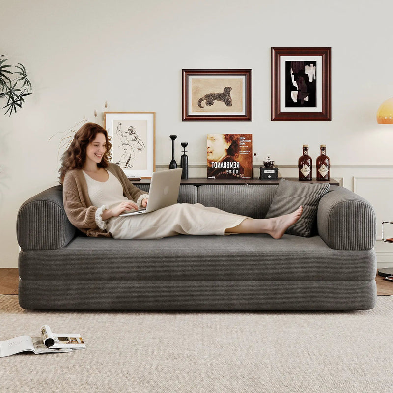 78.8" Compression Sofa Bed with Pillow Back Support by HouseOfZazla