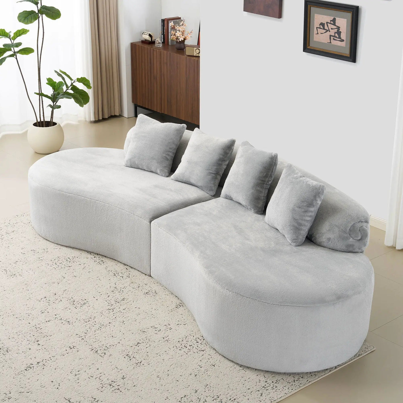 Modern Curved Sofa With Pillows by Unique Piece Furniture
