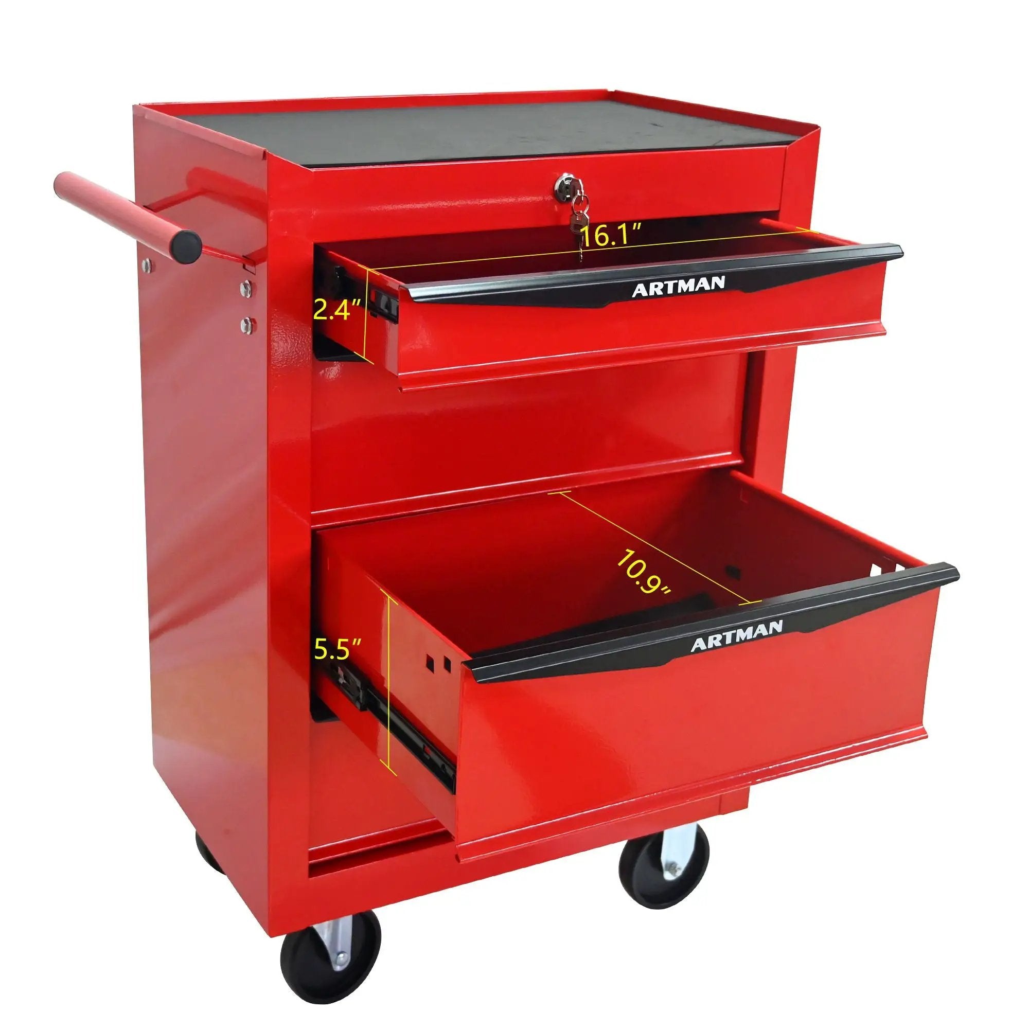 Rolling Metal Tool Chest With Drawers, Steel Storage Cabinet With Ball Bearing Slides by HouseOfZazla
