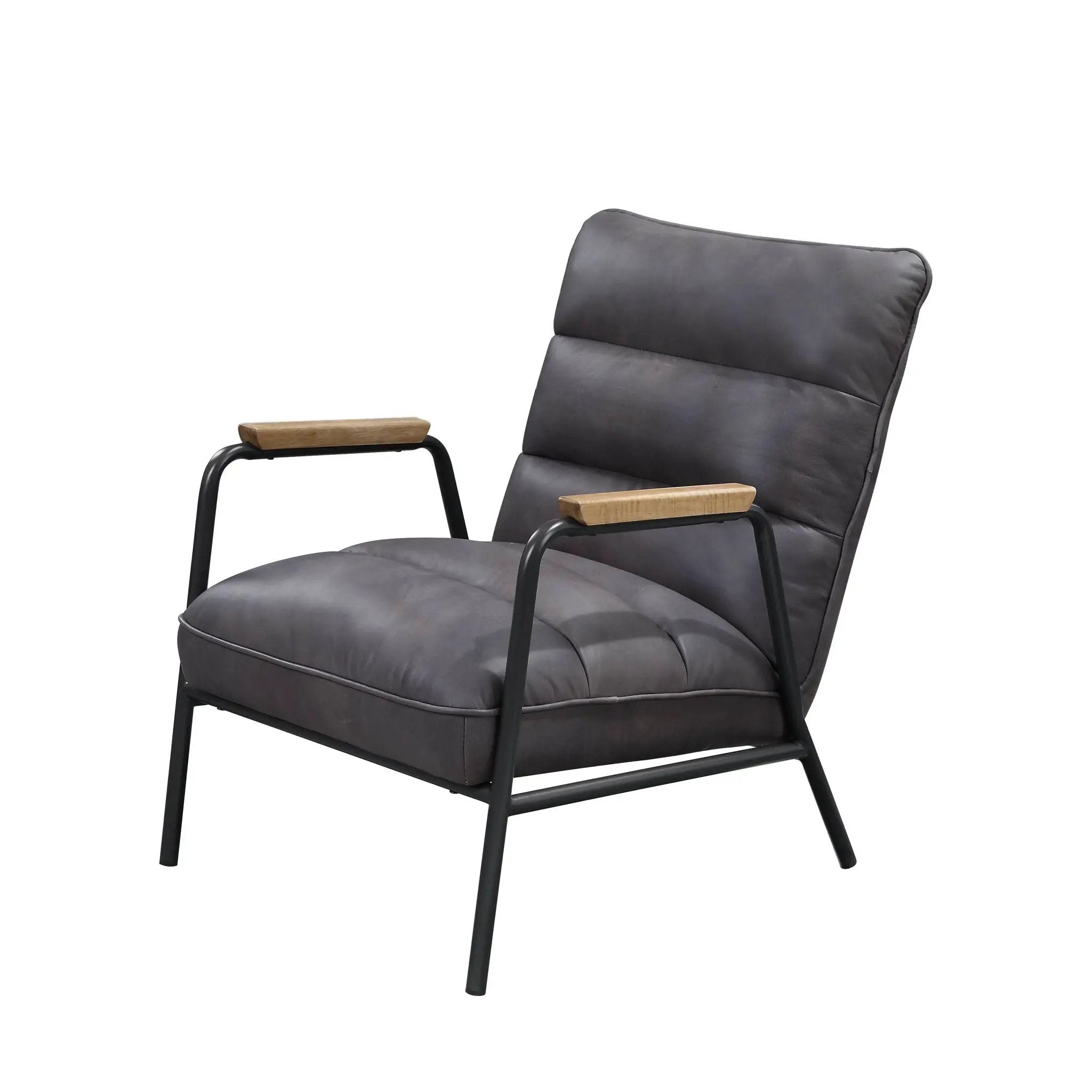 Nignu - Top Grain Leather Matt Iron Accent Chair - Gray by Unique Piece Furniture