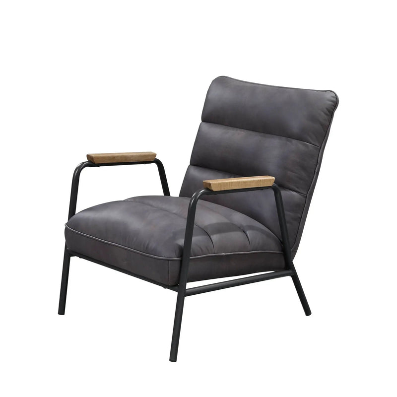 Nignu - Top Grain Leather Matt Iron Accent Chair - Gray by Unique Piece Furniture
