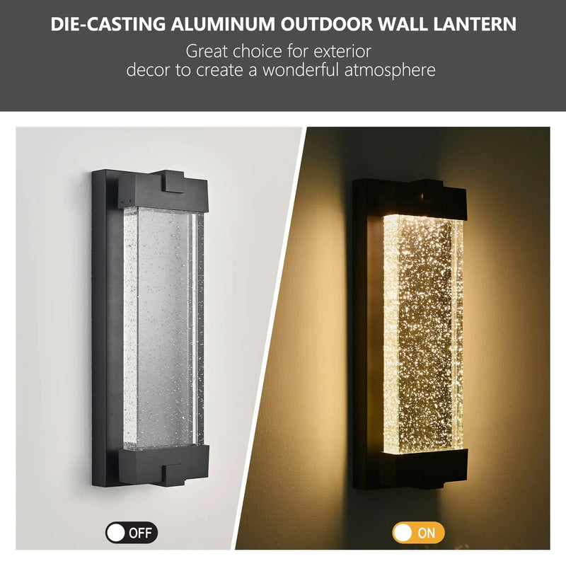 Black Aluminum Outdoor Wall Light with Bubble Crystal by HouseOfZazla