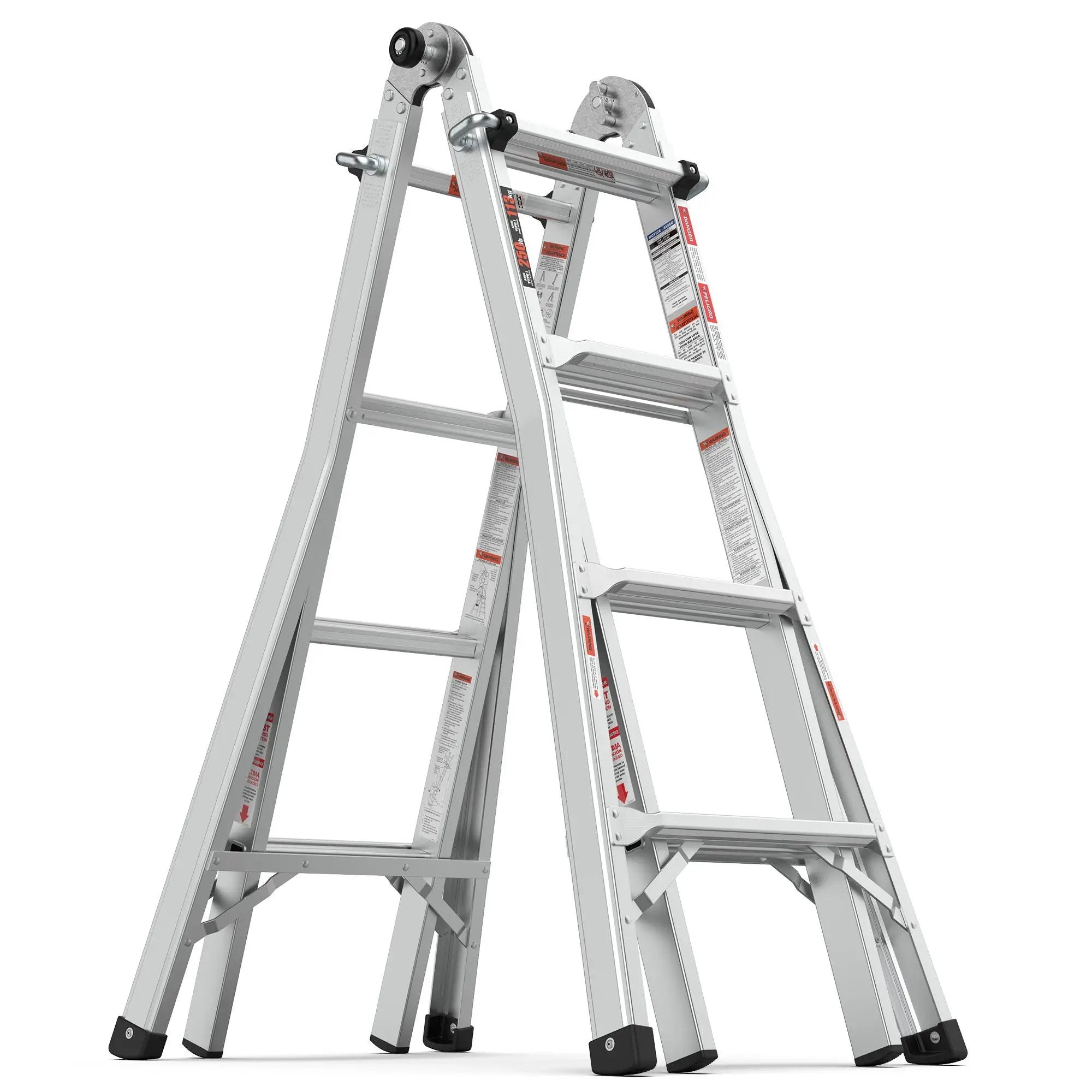 Multi-Position Foldable Aluminum Ladder, A-Frame And Straight Ladder, Ansi 250Lbs - Gray by HouseOfZazla