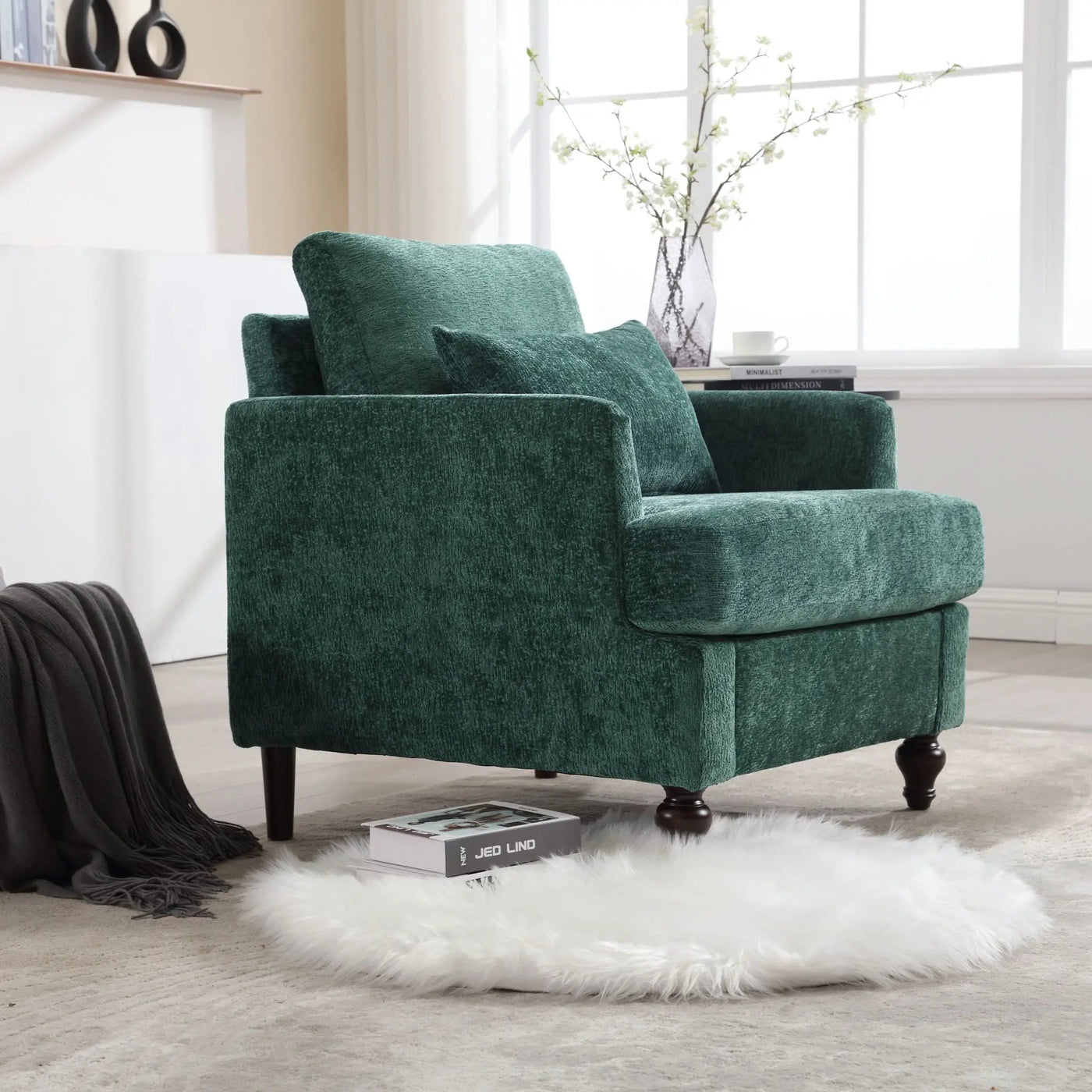 Modern Mid Century Wood Frame Armchair With Tufted Design by Unique Piece Furniture