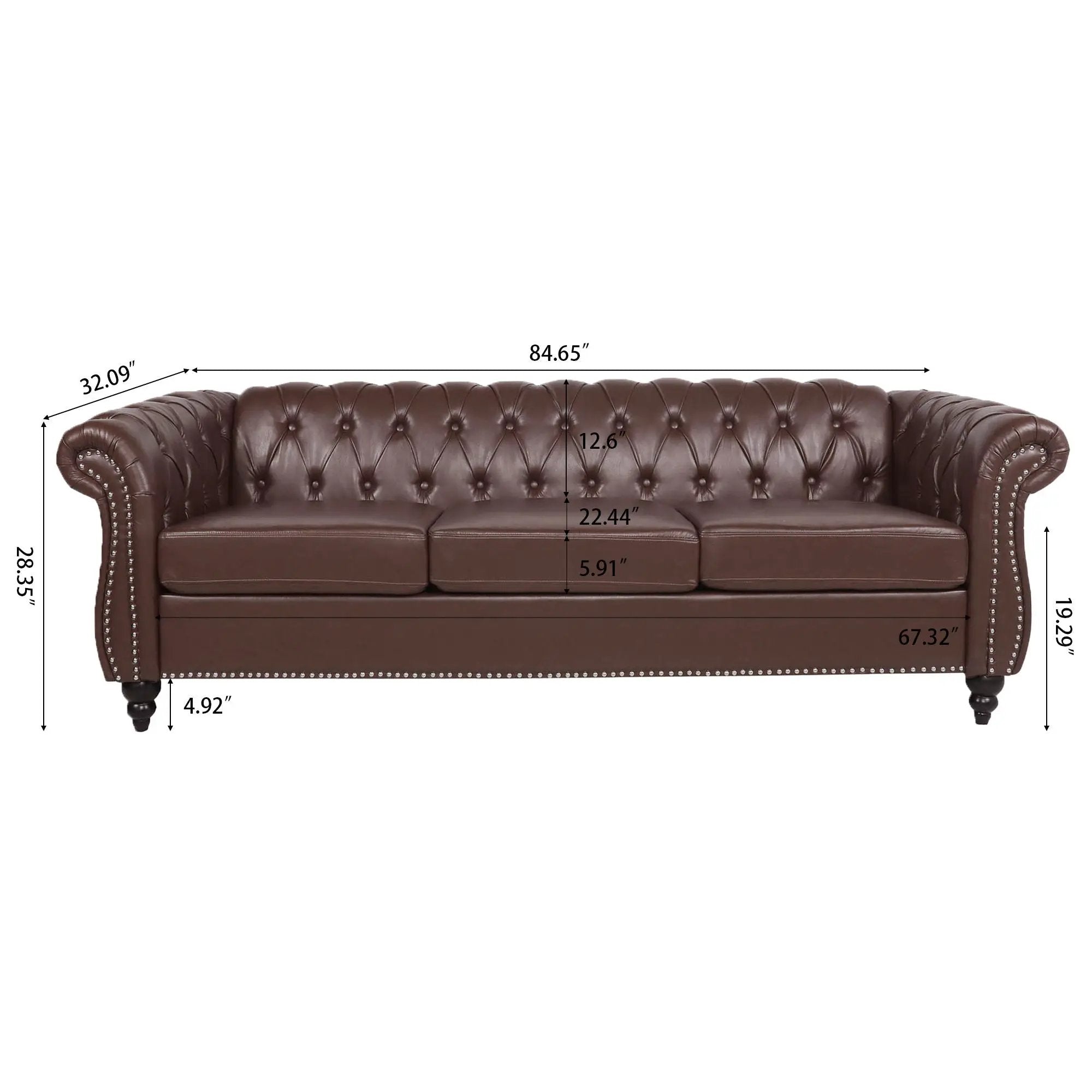 Rolled Arm Chesterfield 3 Seater Sofa by Unique Piece Furniture