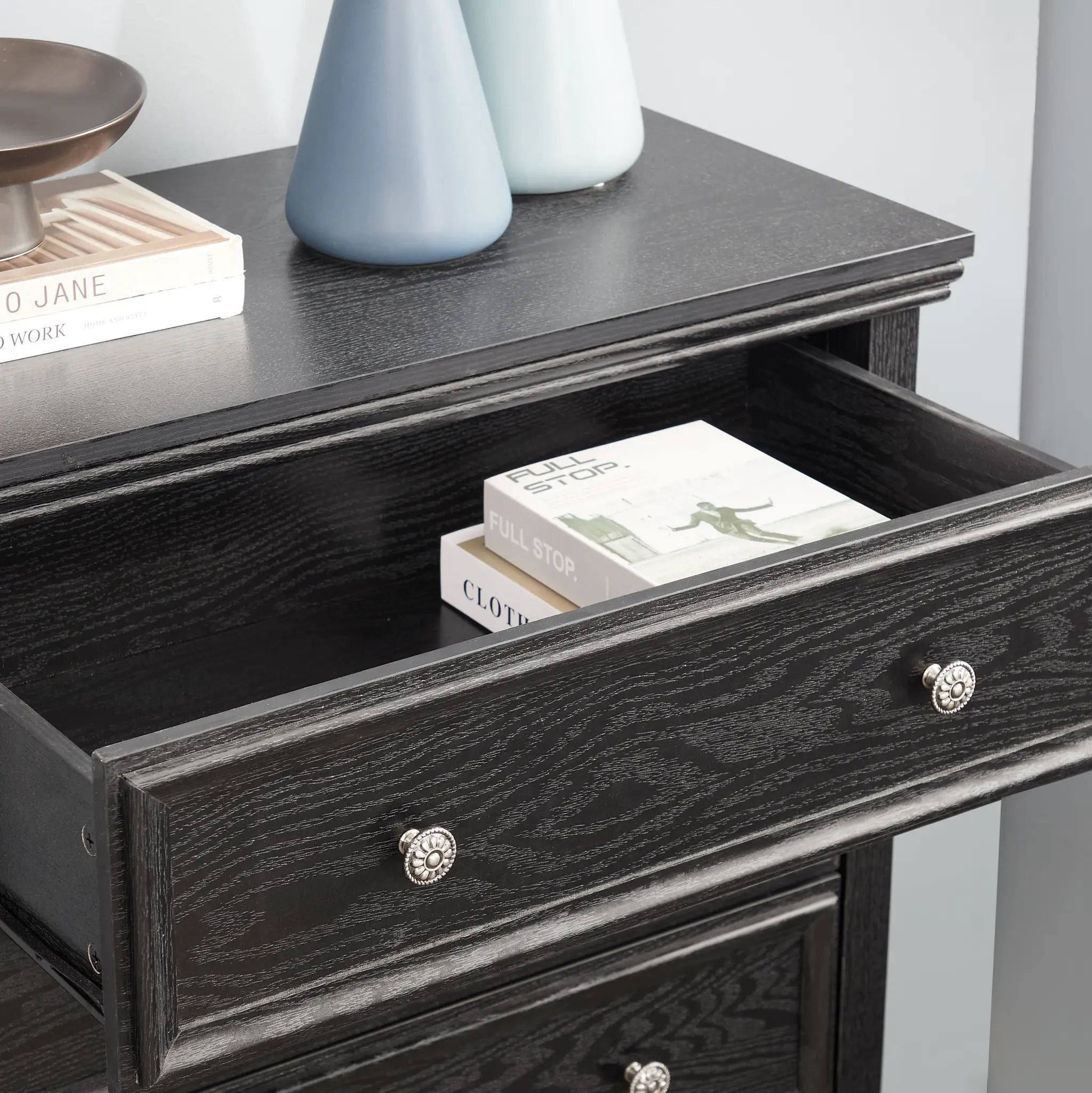 Modern 5-Drawer Black Dresser for Living Room Storage by HouseOfZazla