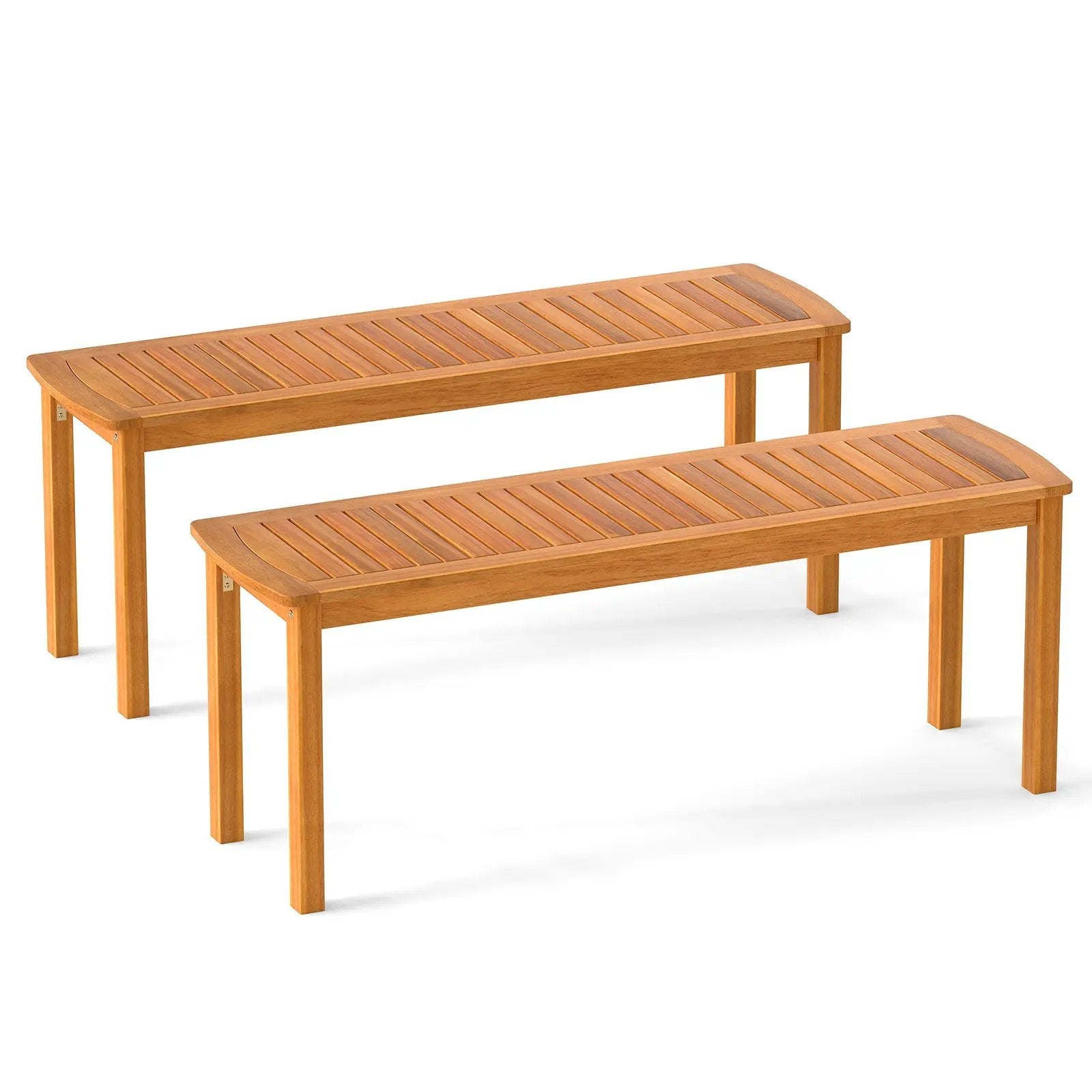Acacia wood outdoor bench with slatted seat for garden by DirectDeals