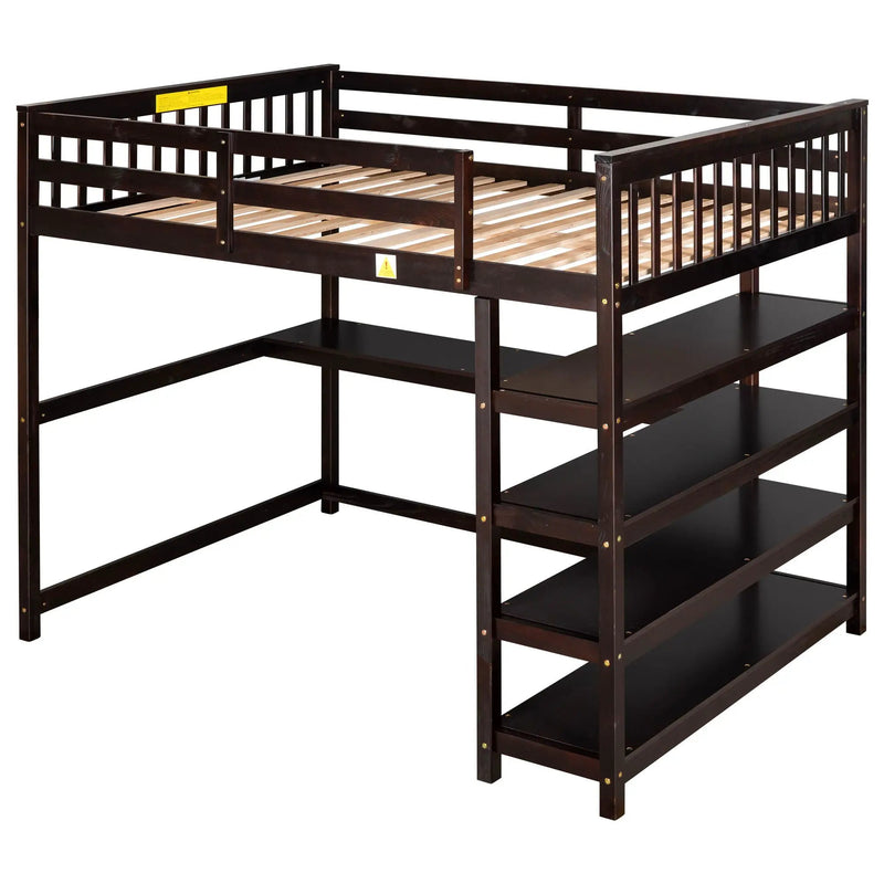 Loft Bed With Storage Shelves And Under Bed Desk by Unique Piece Furniture