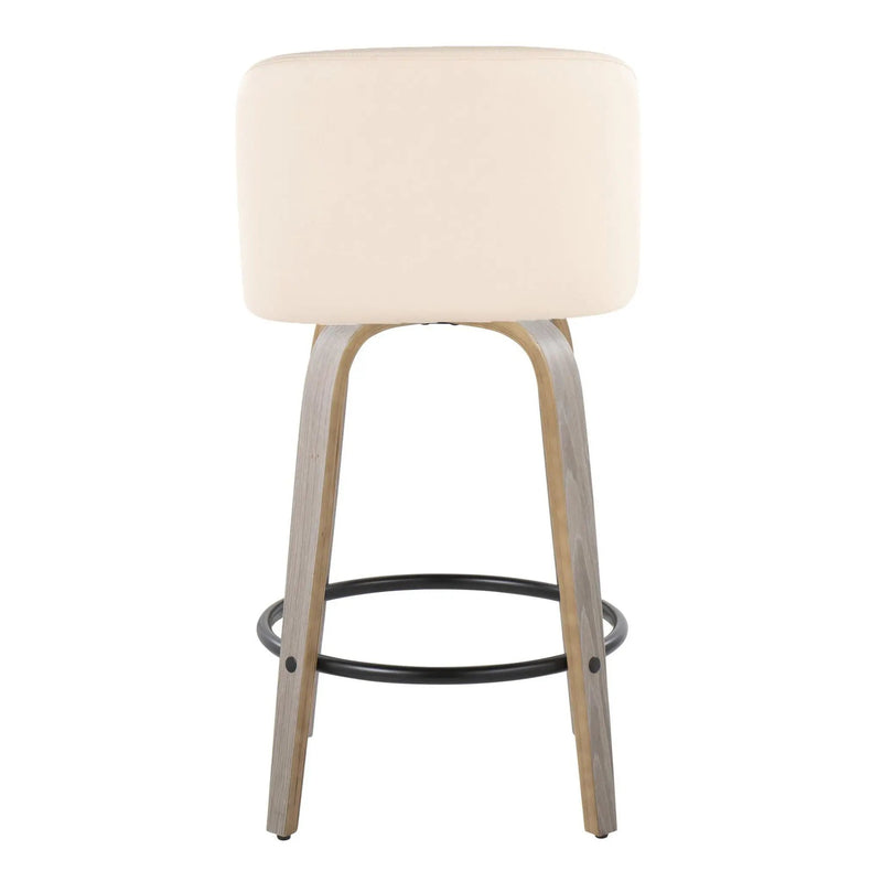 Toriano - Contemporary Fixed Height Counter Stool With Swivel & Round Footrest (Set of 2) by HouseOfZazla