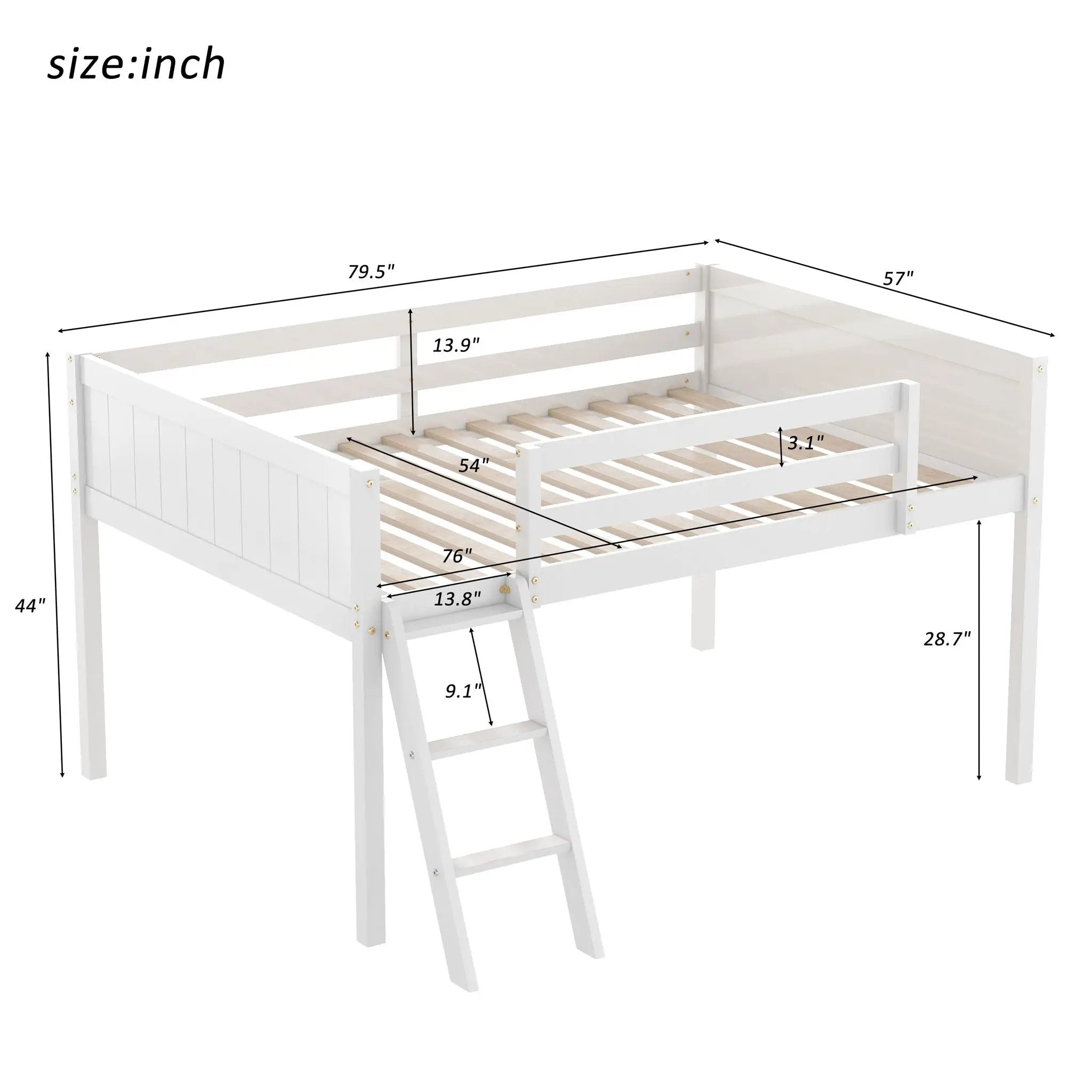 Low Loft Bed With Adjustable Ladder by Unique Piece Furniture