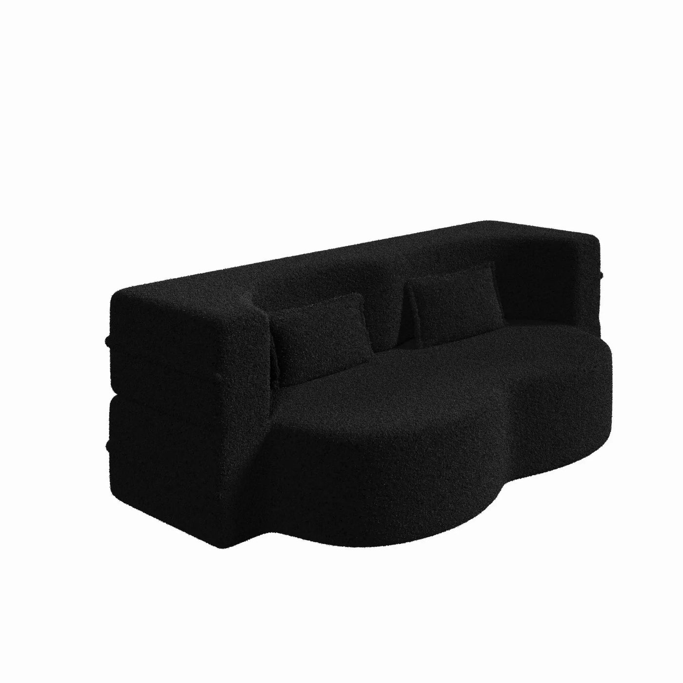 Modern Floor Sofa With Two Pillows Convertible Teddy Fabric Foam Filled Bed by HouseOfZazla