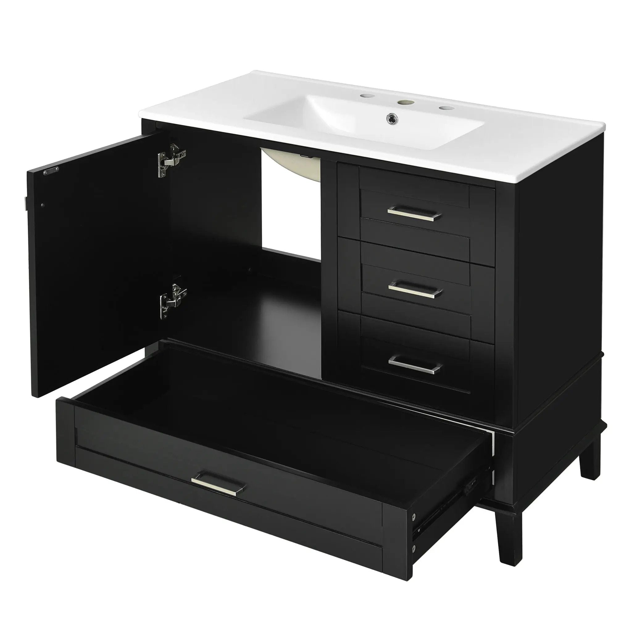 Bathroom Vanity, Modern Bathroom Cabinet With Sink Combo Set, Bathroom Storage Cabinet With A Soft Closing Door And 3 Drawers, Solid Wood Frame by HouseOfZazla