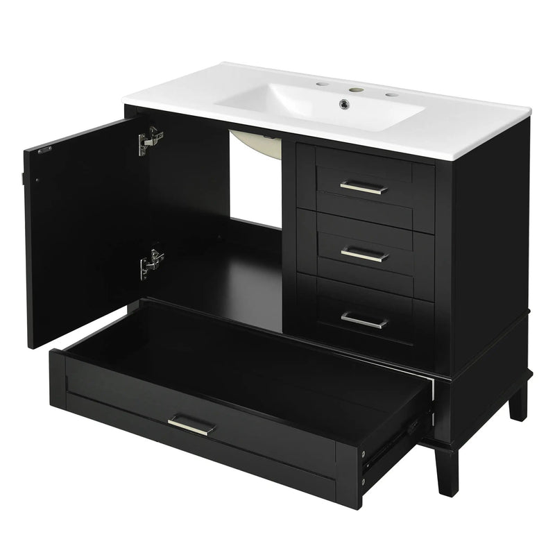Bathroom Vanity, Modern Bathroom Cabinet With Sink Combo Set, Bathroom Storage Cabinet With A Soft Closing Door And 3 Drawers, Solid Wood Frame by HouseOfZazla
