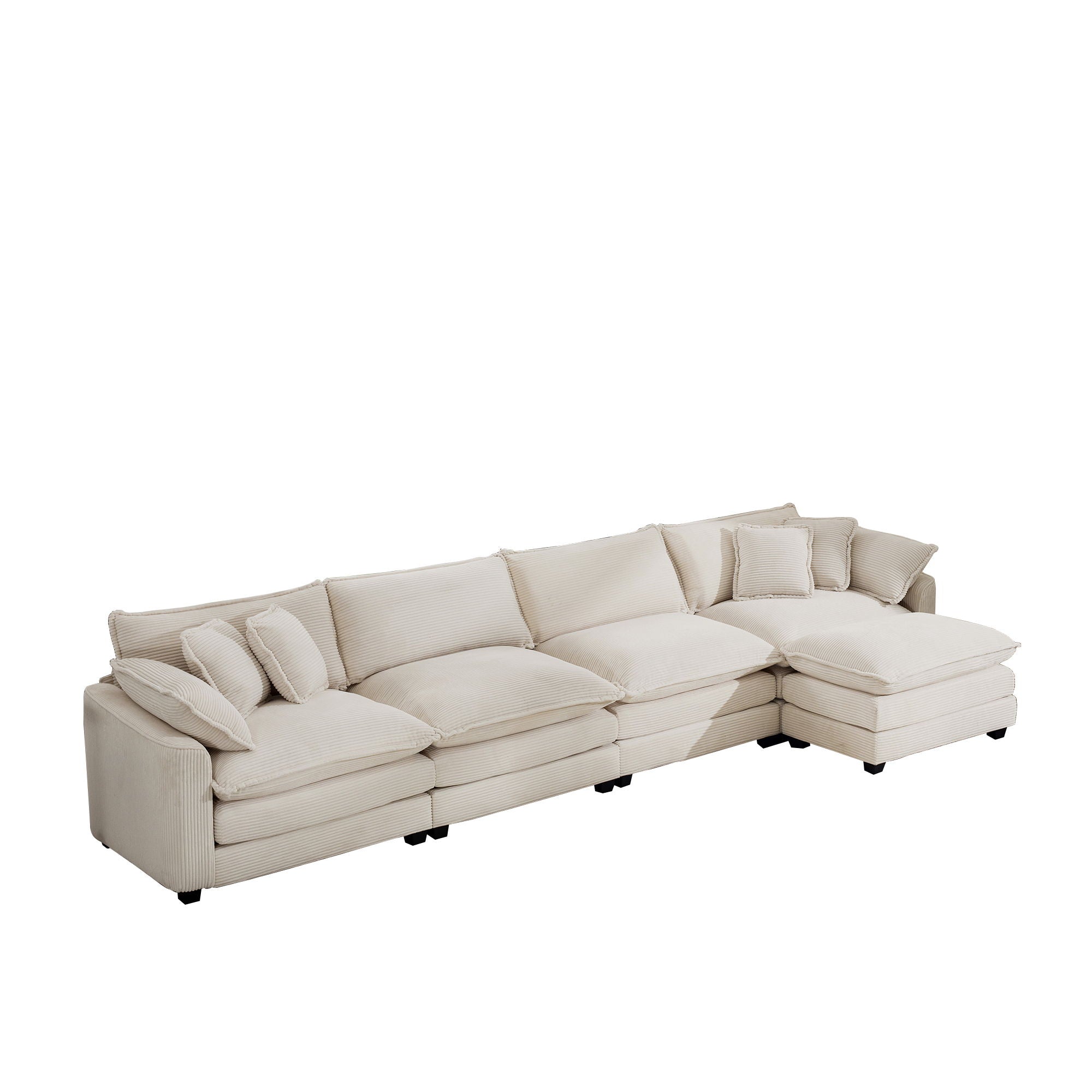 Modern Oversized Modular Cushion Sofa With Ottoman, Low Back, Deep Seating Sofa Set by Unique Piece Furniture