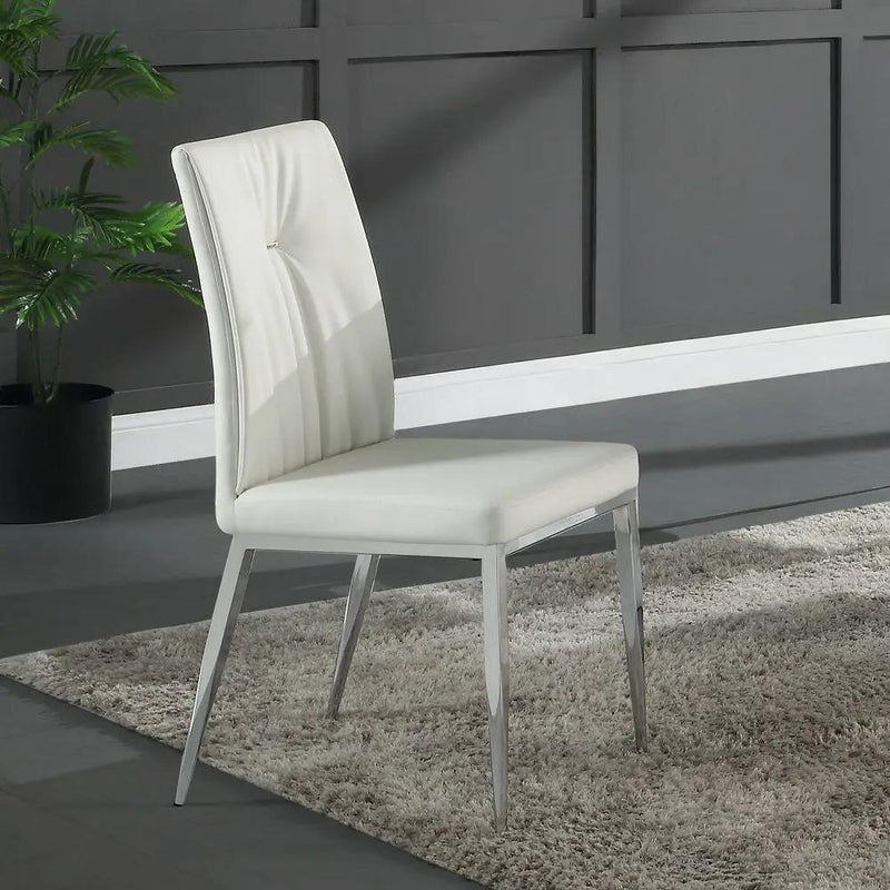 Kamaile - Side Chair (Set of 2) - Beige Synthetic Leather & Chrome by Unique Piece Furniture