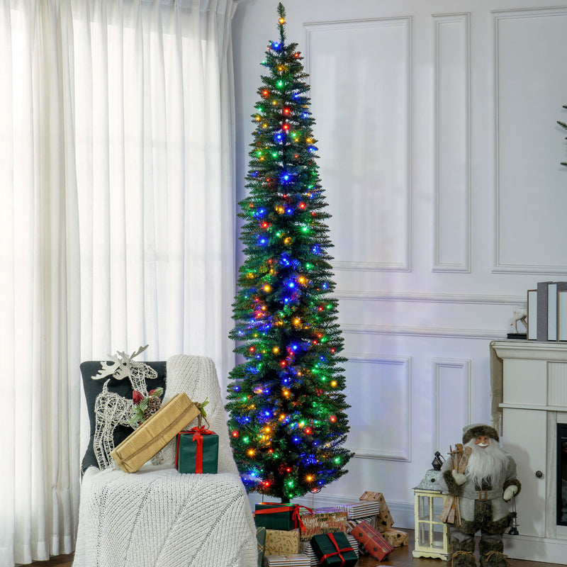 HOMCOM 8ft Tall Pencil Prelit Artificial Christmas Tree, photo 8 of 10