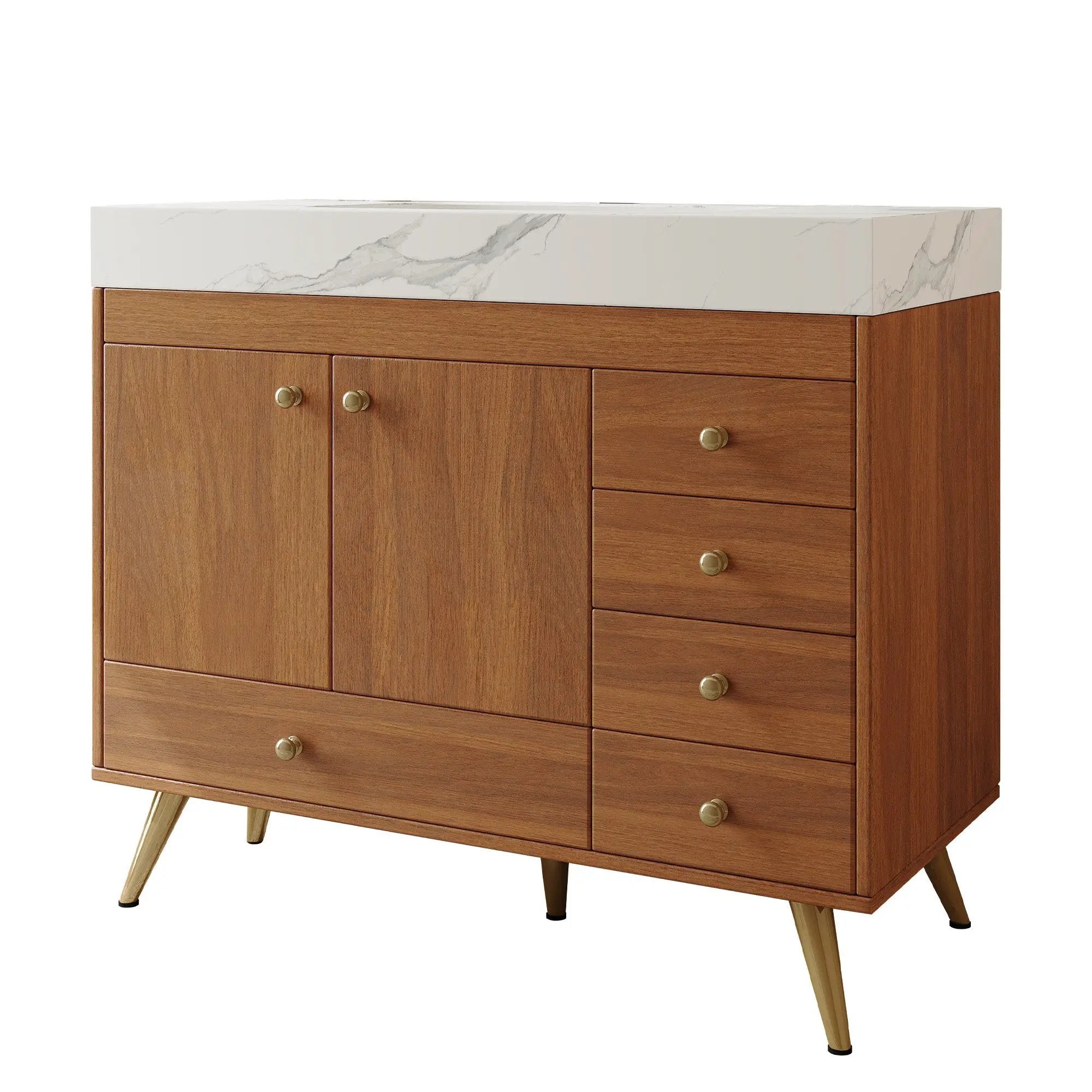 36" Freestanding Bathroom Vanity with Faux Marble Top by HouseOfZazla