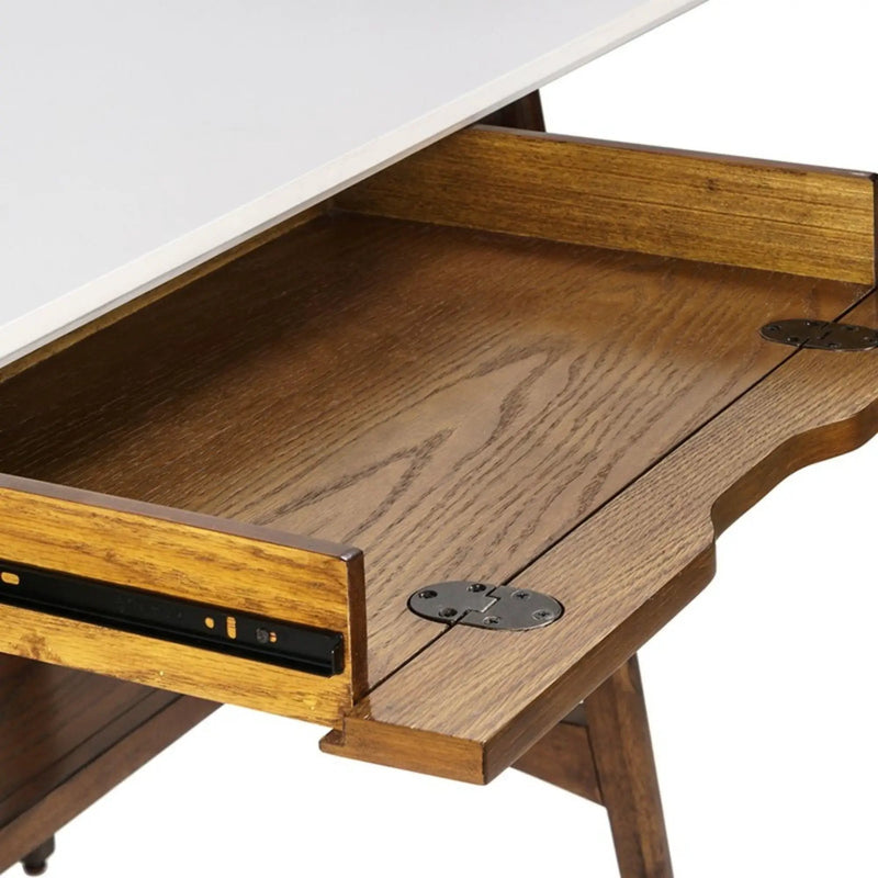 Parker - Desk With Storage Shelf - Off White / Pecan by Unique Piece Furniture