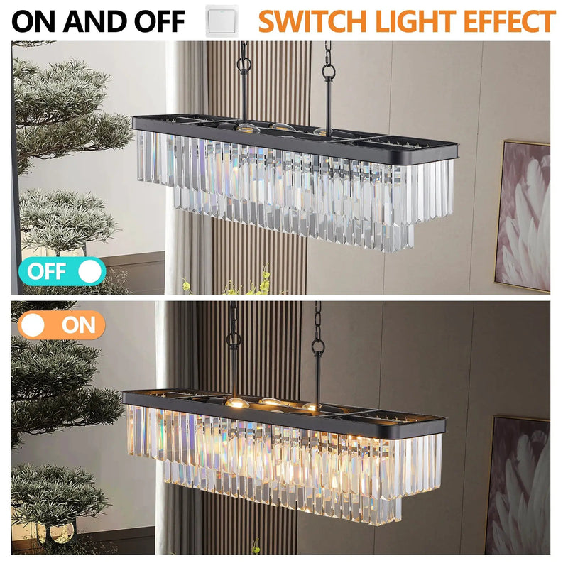 Rectangular Crystal Chandelier Adjustable by HouseOfZazla