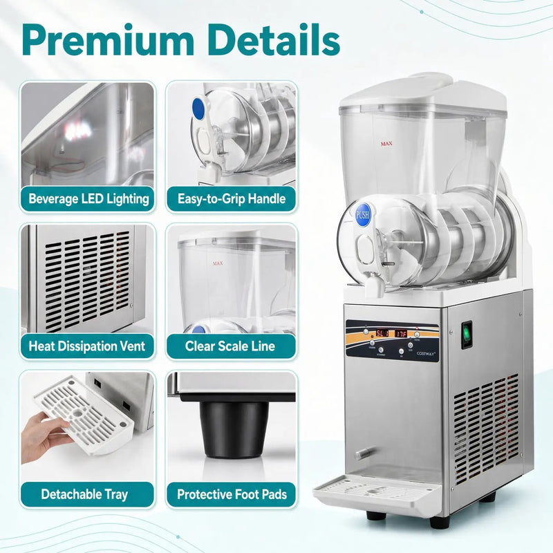 Commercial Slushy Machine 15L Single Tank 550W Freezer by DirectDeals