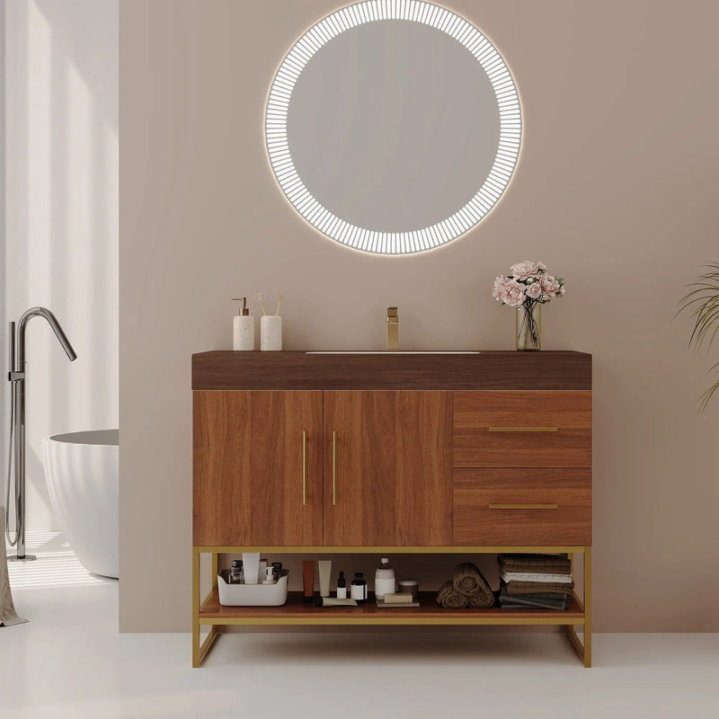 36" Modern Free-Standing Bathroom Vanity with Seamless Ceramic Sink by HouseOfZazla