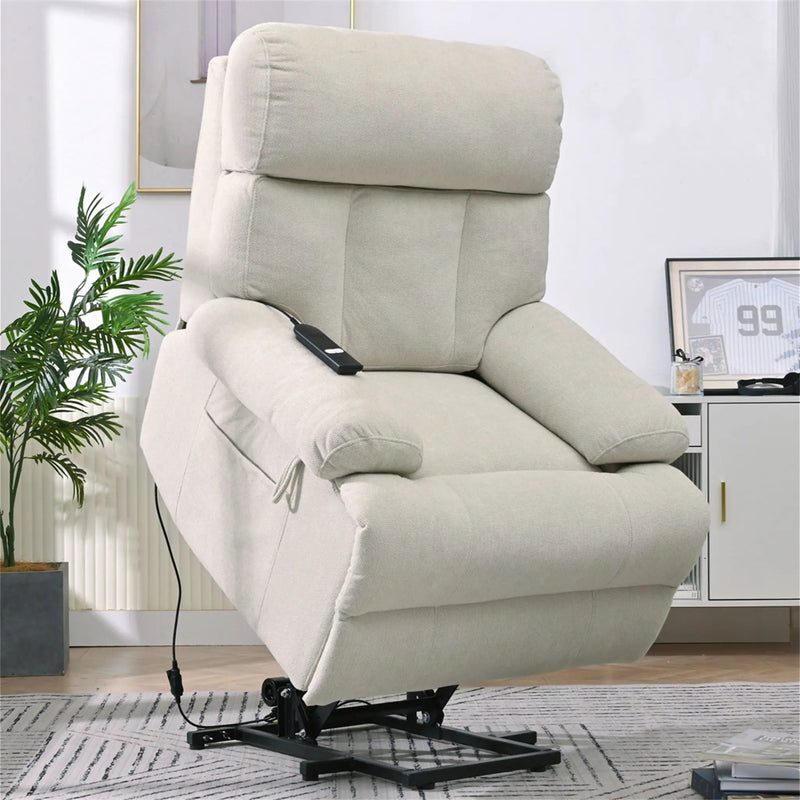 Oversized Power Lift Recliner Chai With Remote Control, Side Pocket, Spacious Seat by Unique Piece Furniture