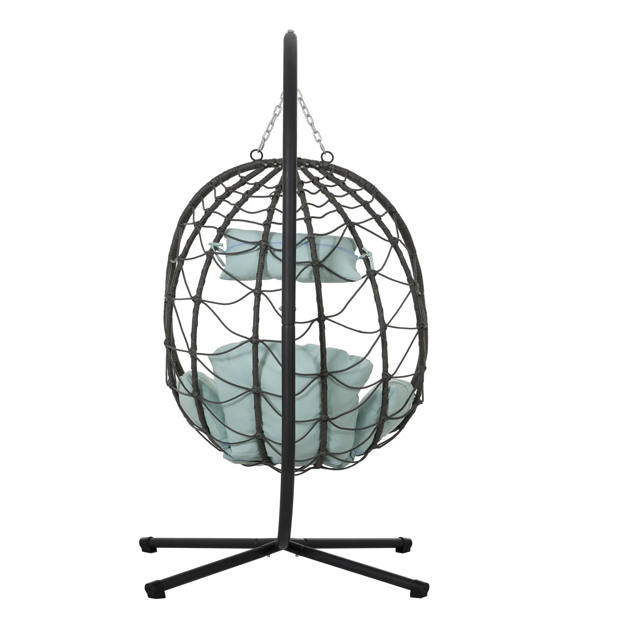 Egg Chair with Stand Indoor Outdoor Swing Chair Patio Wicker Hanging Egg Chair by HouseOfZazla
