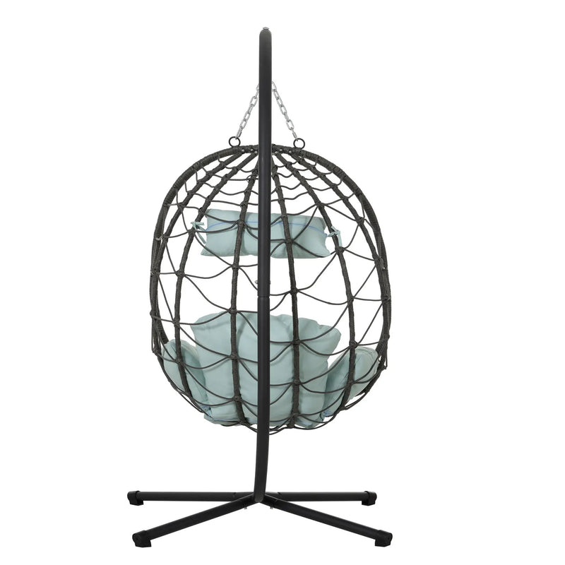 Egg Chair with Stand Indoor Outdoor Swing Chair Patio Wicker Hanging Egg Chair by HouseOfZazla