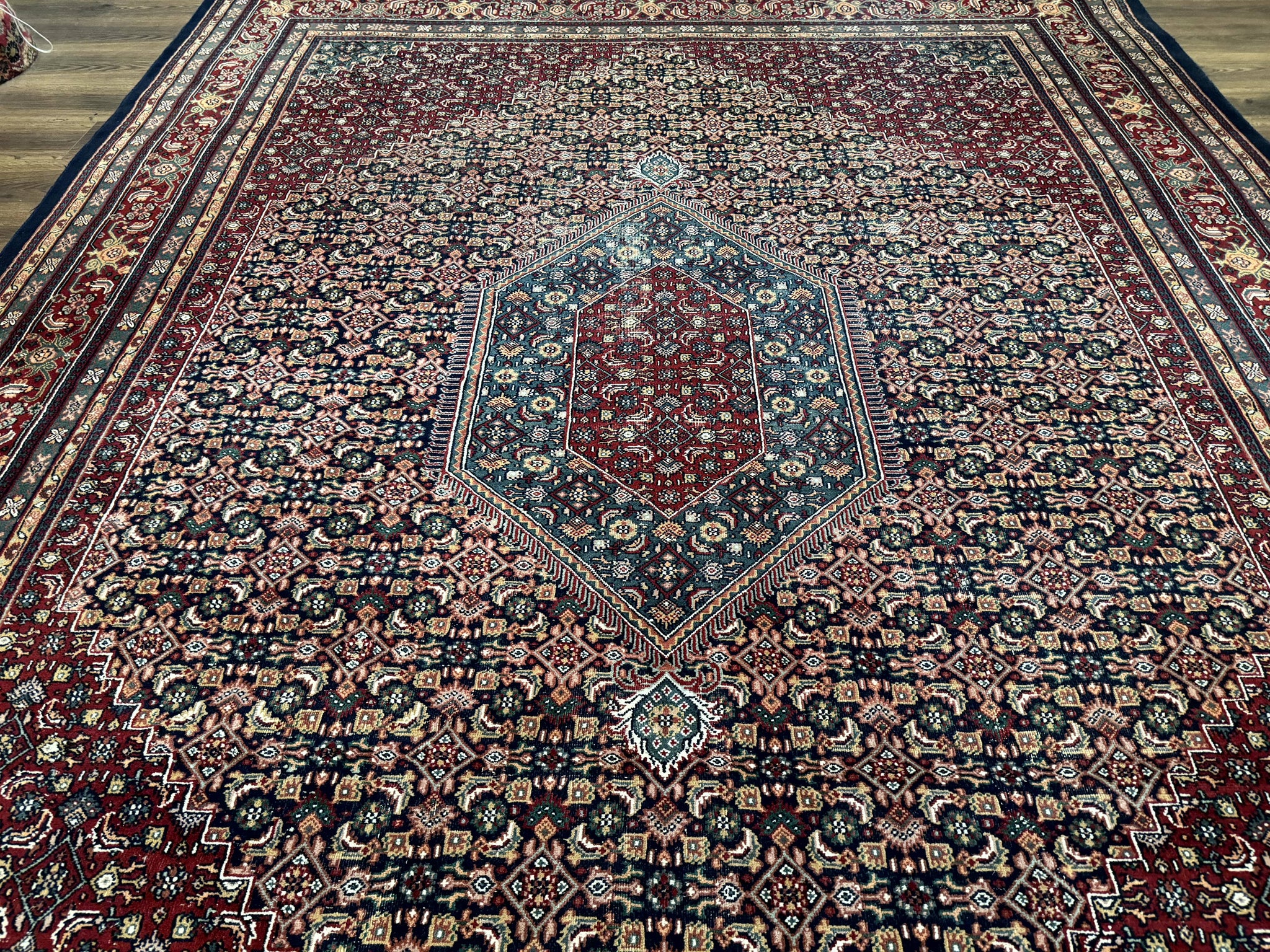 Indo Persian Bidjar Rug 9x12 Wool Handmade Carpet Dark Blue by Jewel Rugs