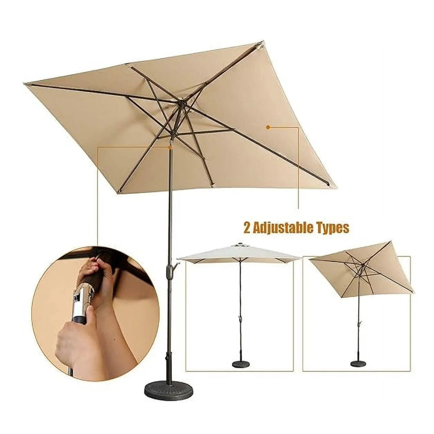 Rectangular Patio Umbrella With Crank Tilt, Polyester UV-Resistant Canopy by HouseOfZazla