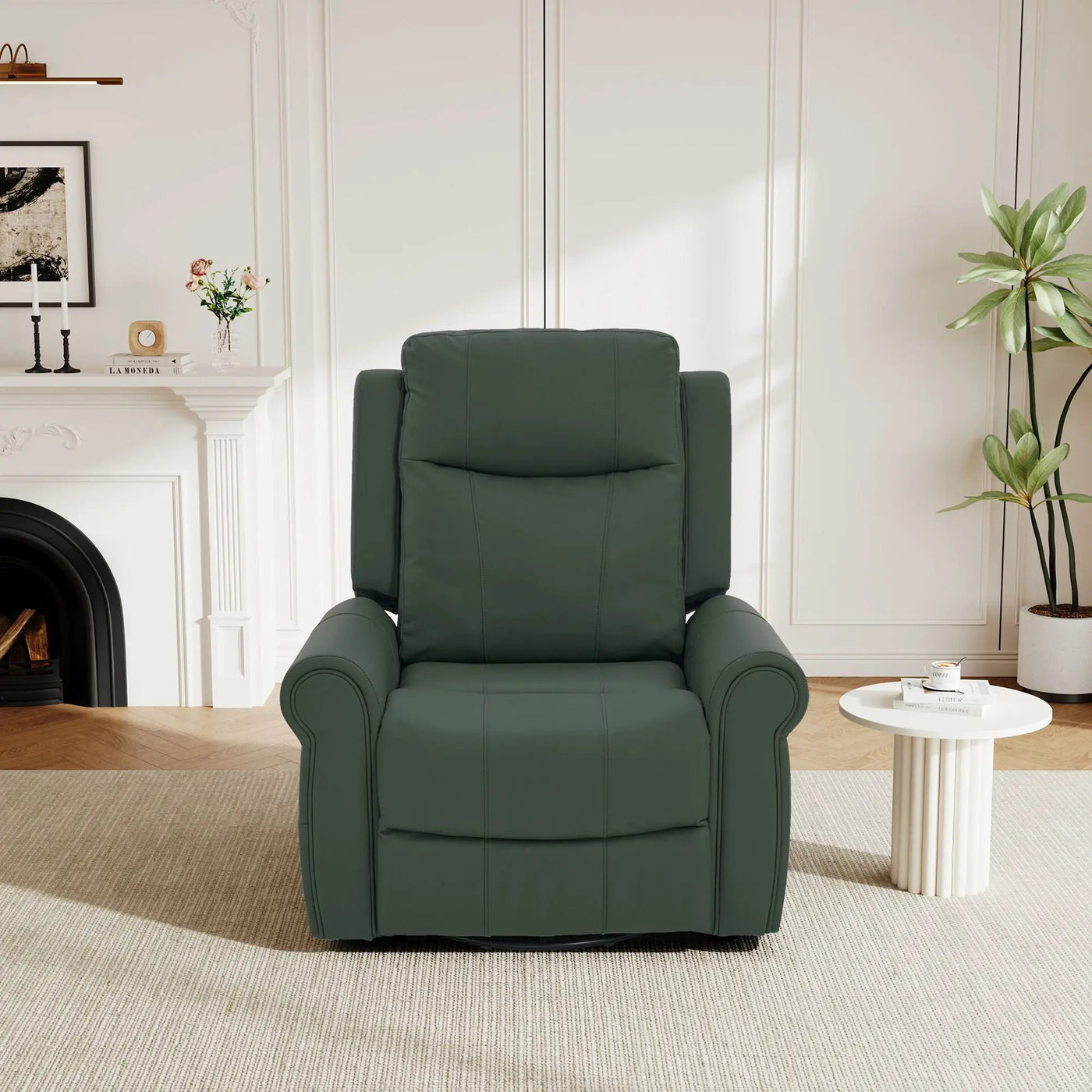 Manual Recliner Chair With 270 Degree Swivel, Massage & Heating, Dual Reclining Positions by Unique Piece Furniture