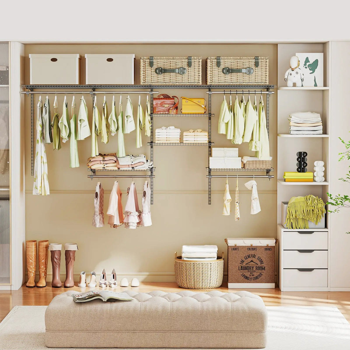 4-8 Feet Closet Organizers and Storage System with Hanging Rod for Laundry Bedroom, photo 3 of 16