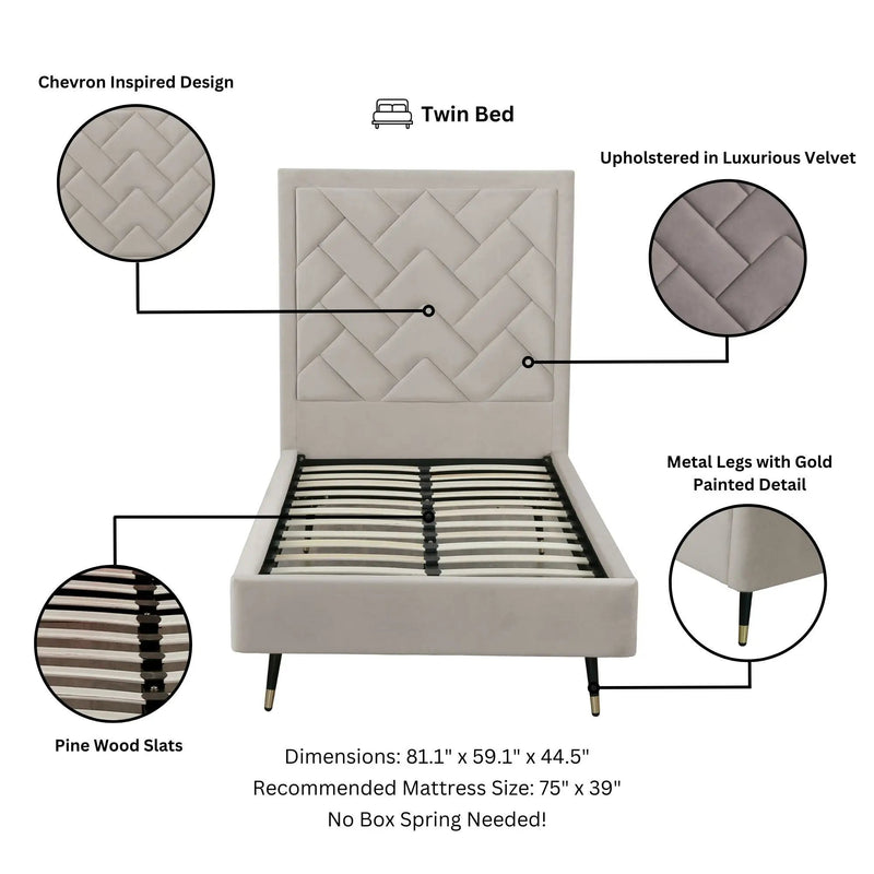Crosby - Bed With Upholstered Headboard And Slats